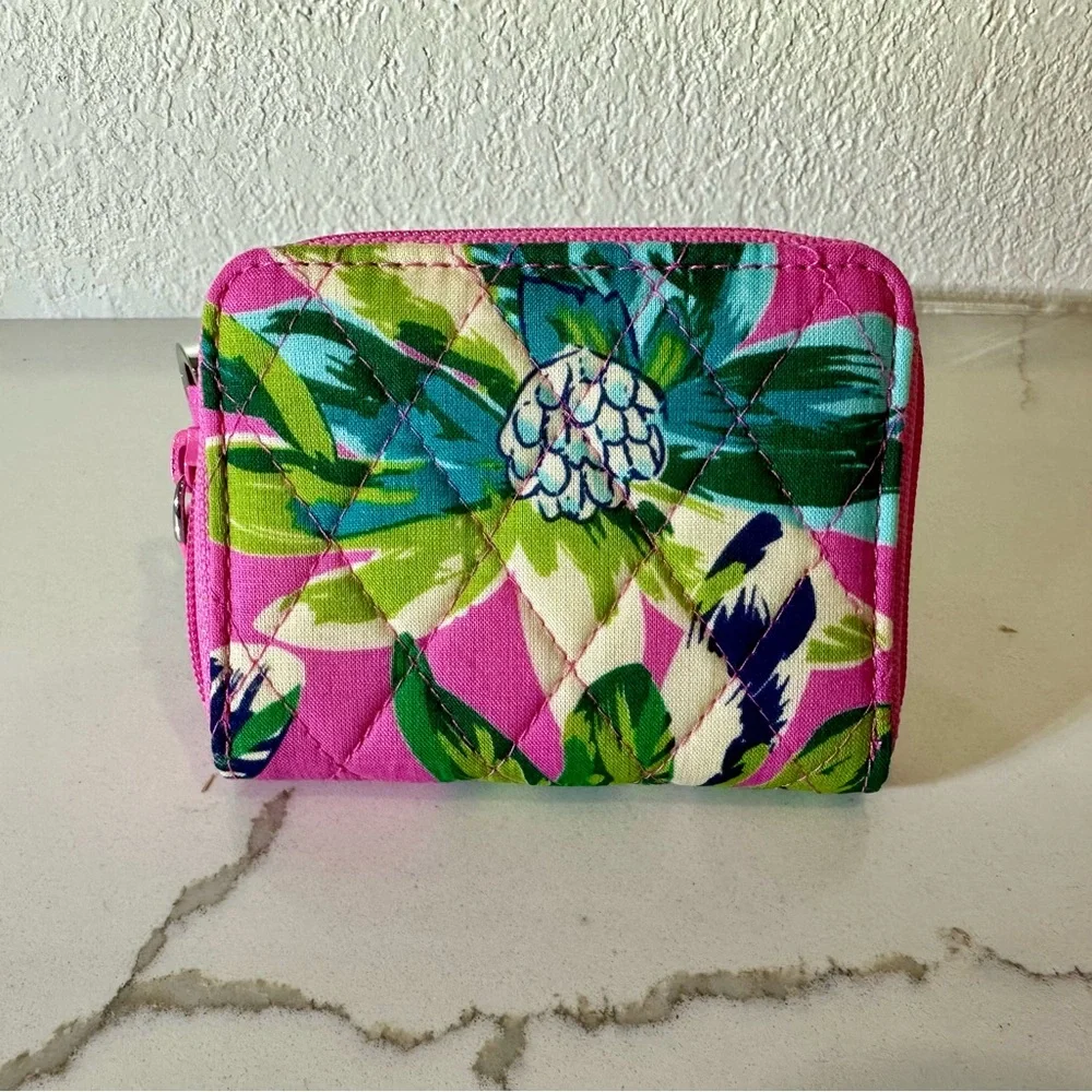 Vera Bradley Tropical Pink Quilted Women's Zip Wallet - Picture 2 of 4
